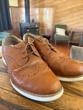 Cole Haan Grand OS Leather Lace Up Oxford Shoes Sz 9 M British tan